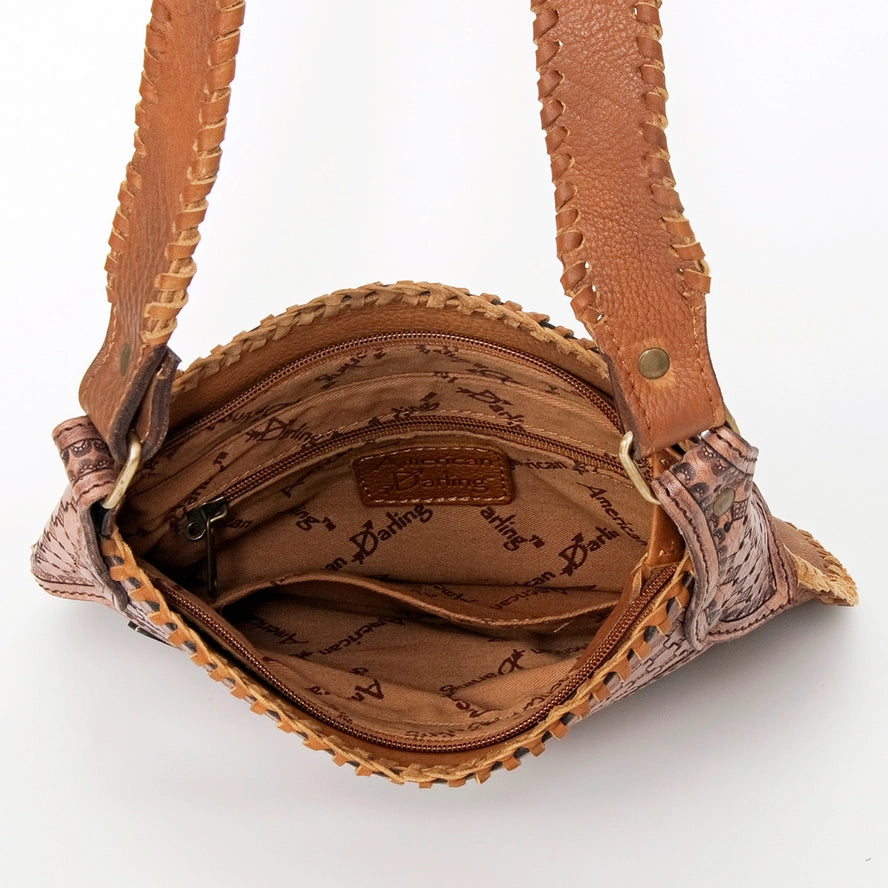 128A Cross Body Hand Tooled Leather Women Bag Purse
