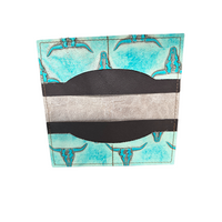 Embossed Leather Wallet-Turquoise Steer Head 304L | Multi