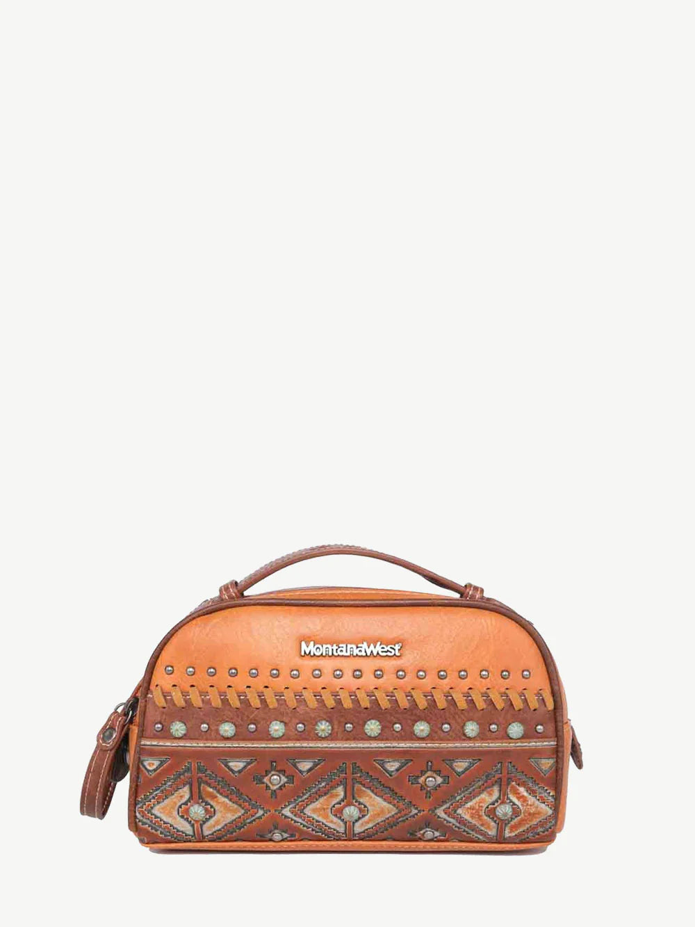 MW1066-190 Montana West Aztec Tooled Collection Travel Pouch | Brown