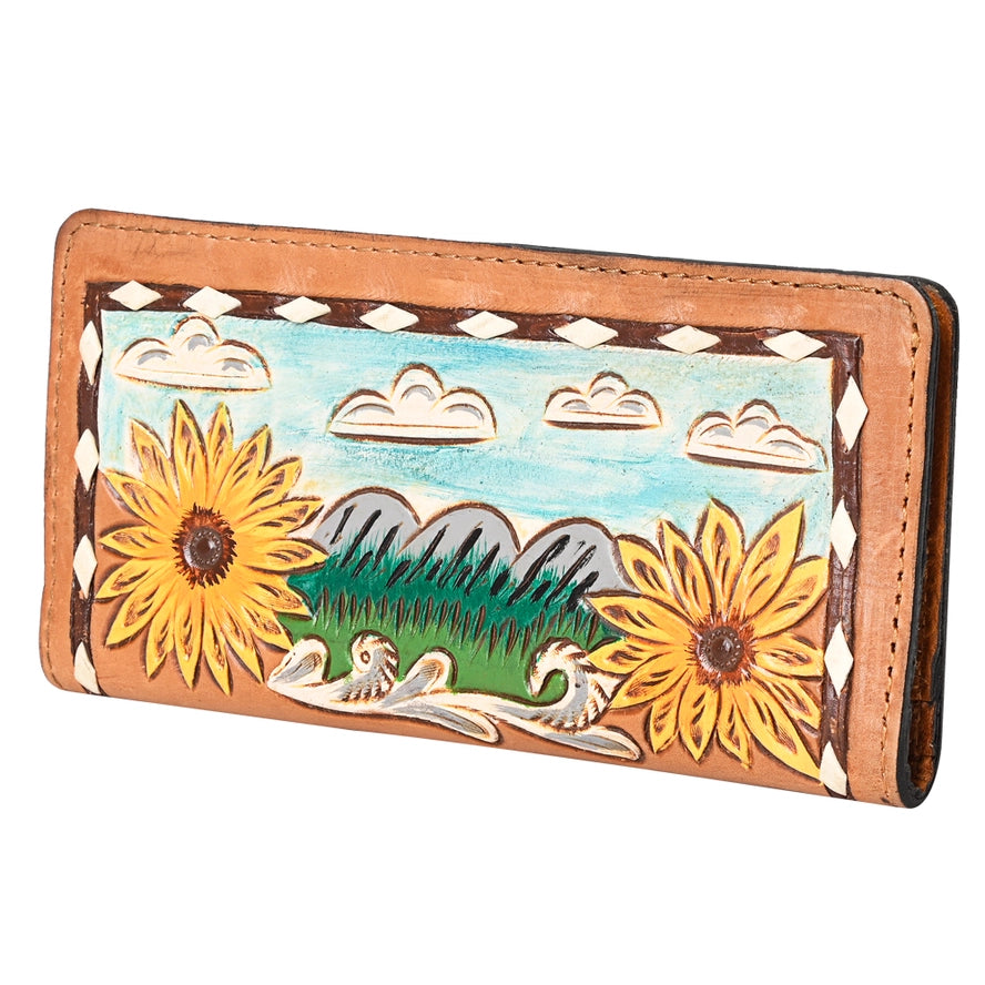 G194 Wallet Hand Tooled Leather Women Bag Purse
