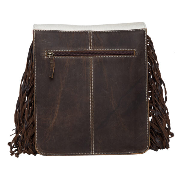 Bewdy Tooling Leather Flap Sling Cowhide Bag With Fringes