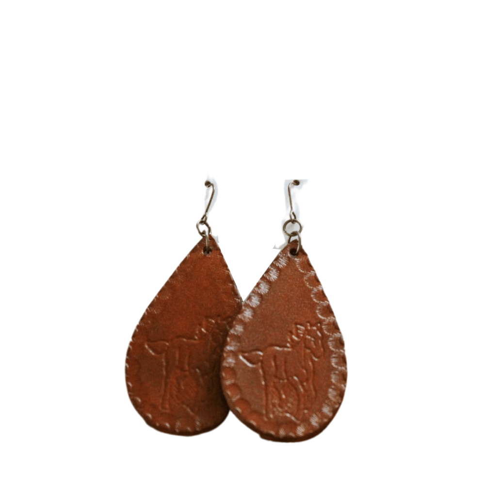 Love Lacey - Small Solid Embossed Teardrop Earrings- Horse