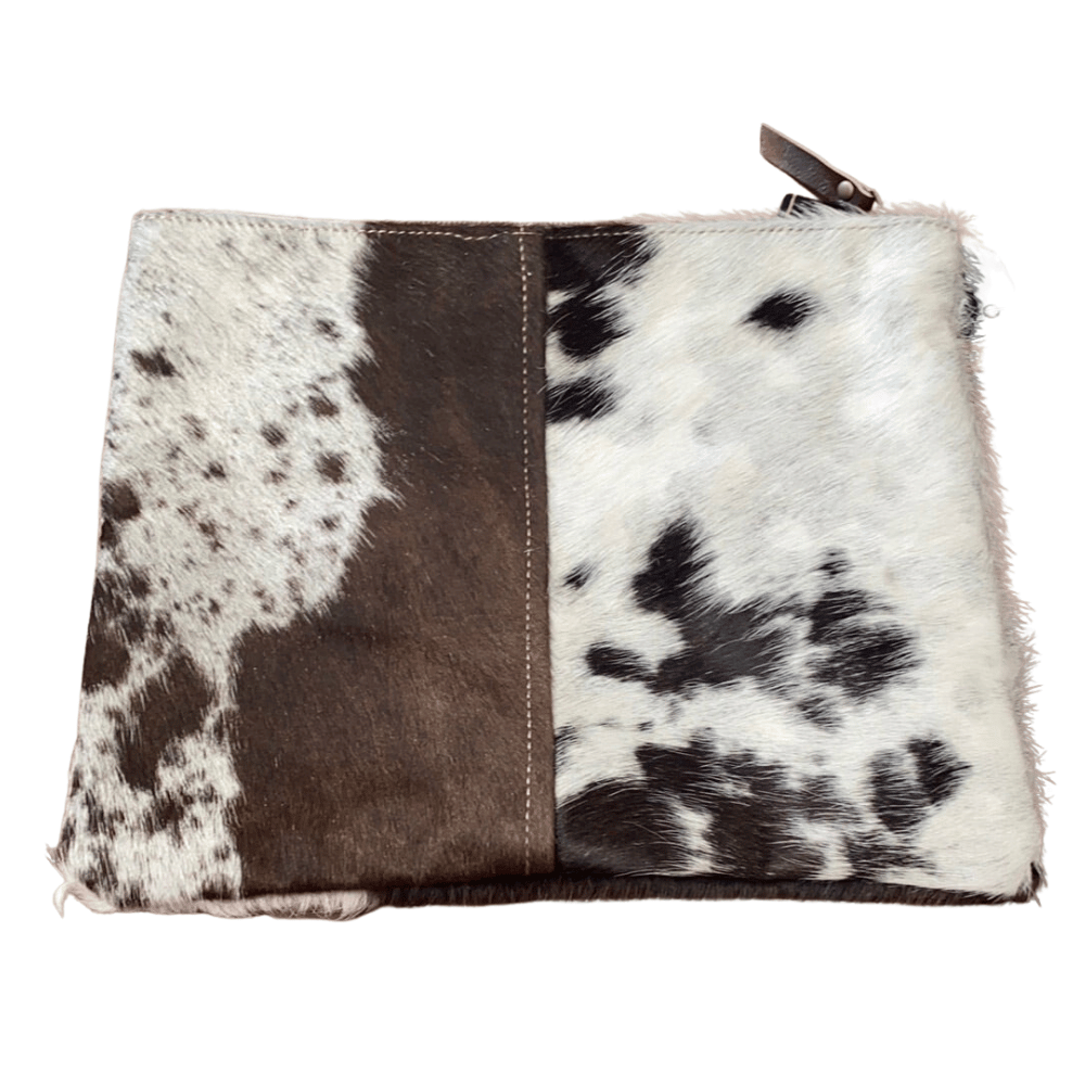 EVERYDAY COWHIDE ZIP CLUTCH BAG
