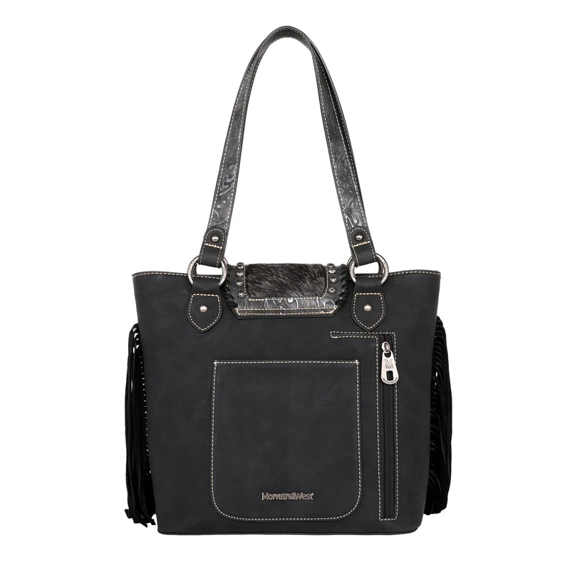 MW1215G-8317 Montana West Hair-On Cowhide Aztec Tote | Black