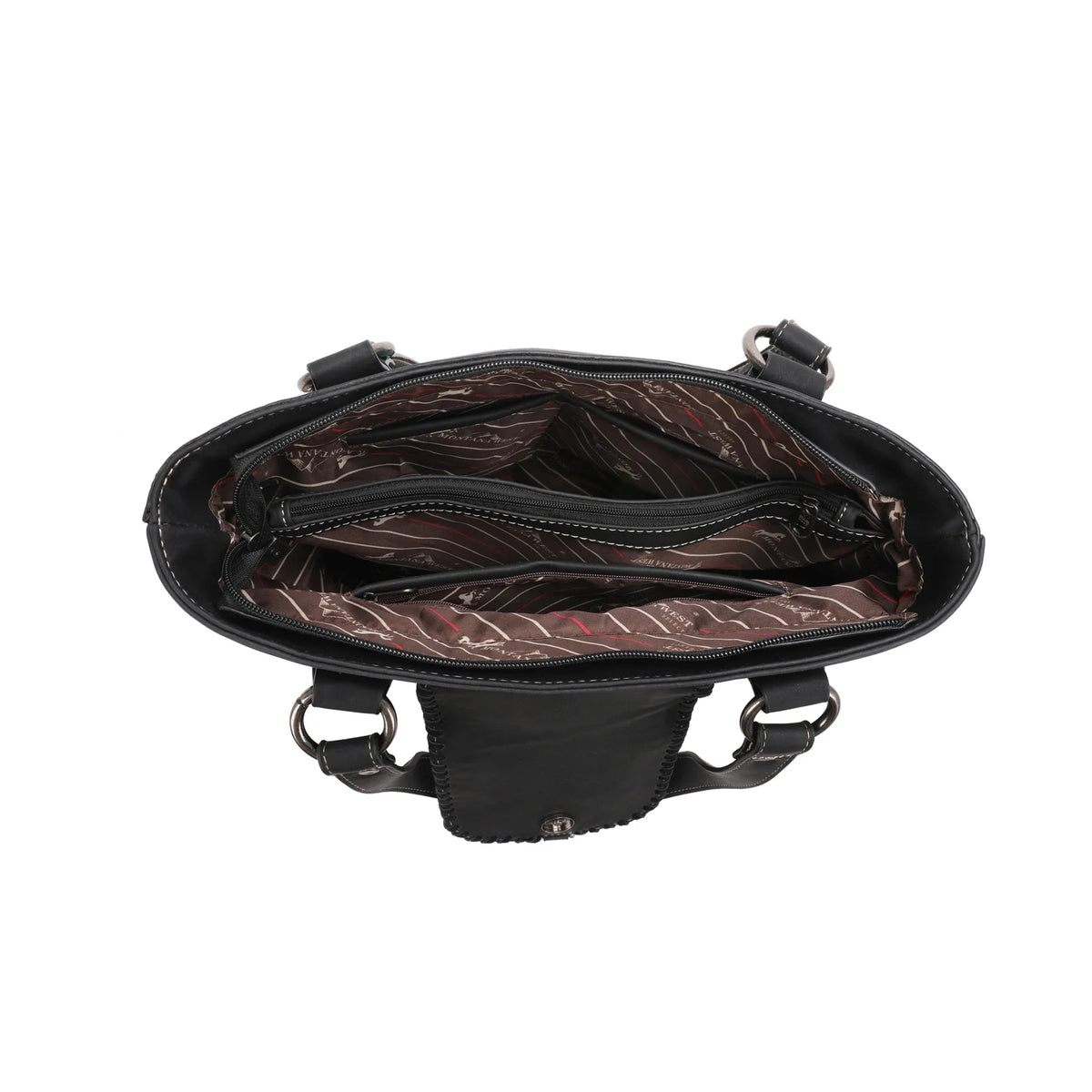 MW1215G-8317 Montana West Hair-On Cowhide Aztec Tote | Black