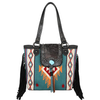 MW1215G-8317 Montana West Hair-On Cowhide Aztec Tote | Black