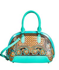 Emmylou Pass Hand-tooled Handbag in Turquoise