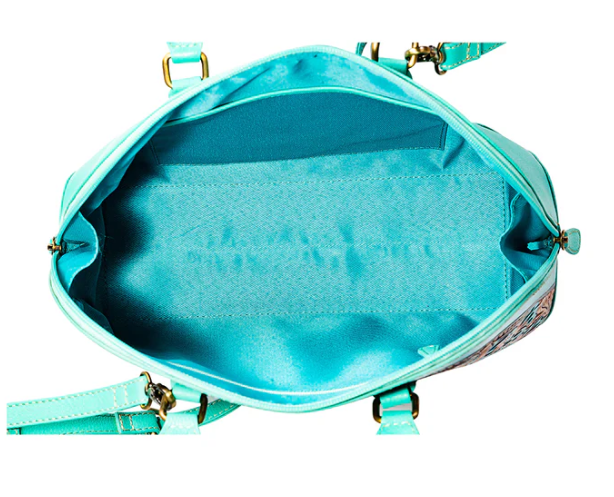 Emmylou Pass Hand-tooled Handbag in Turquoise
