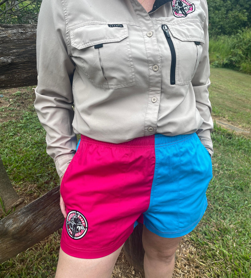 Pink/Bright Blue Rugby Shorts