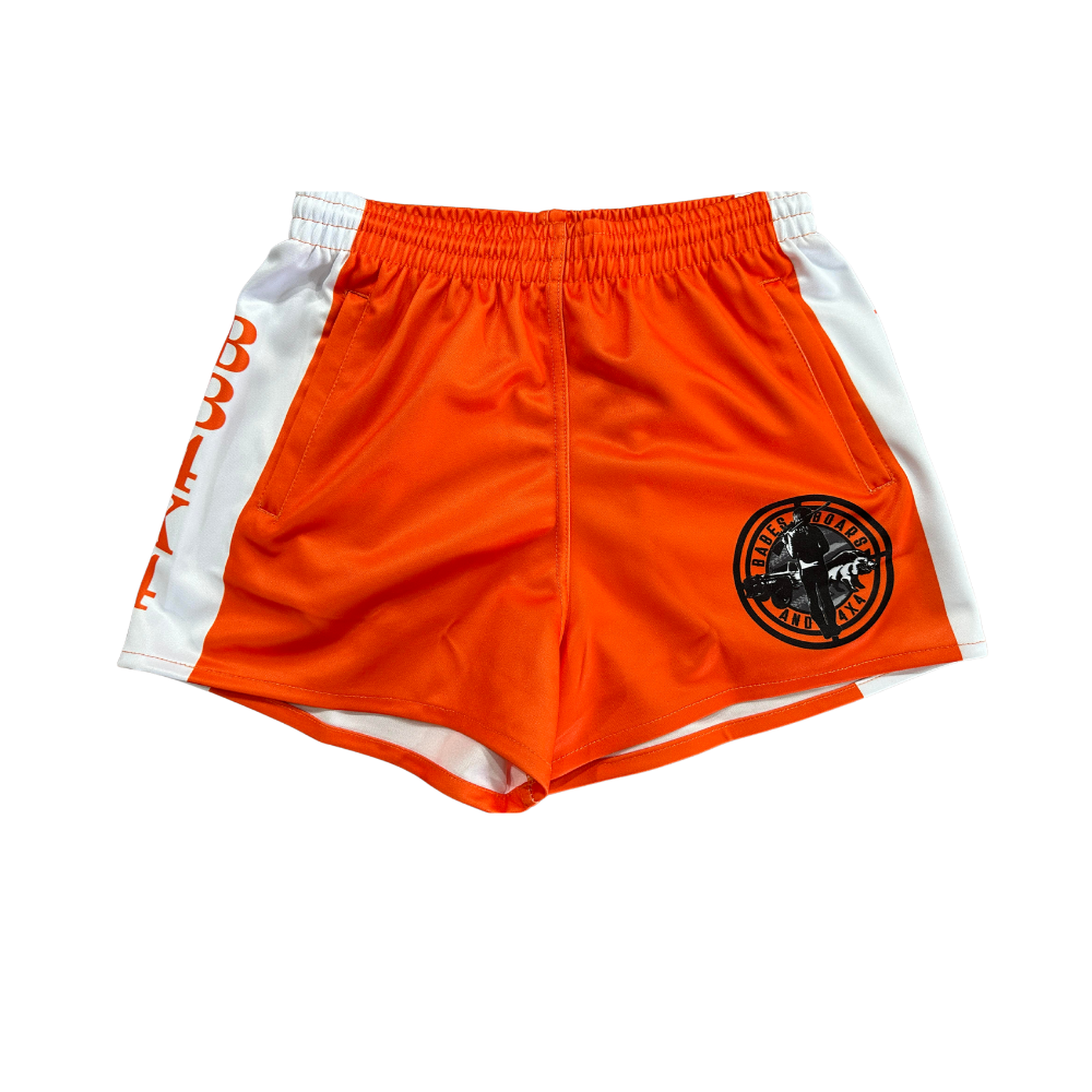 BB4X4 ORANGE FOOTY SHORT WITH ZIP UP POCKETS