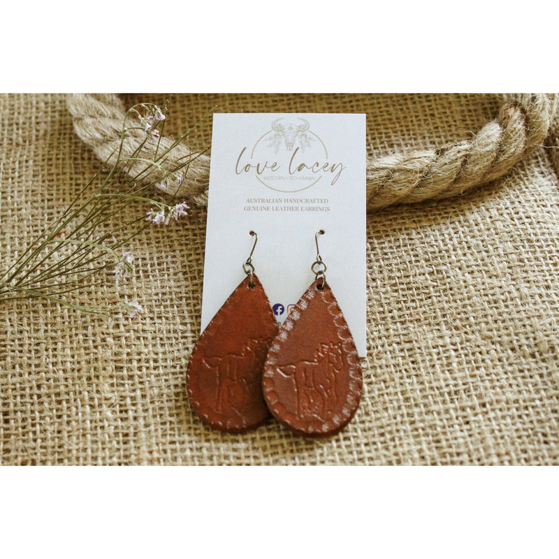 Love Lacey - Small Solid Embossed Teardrop Earrings- Horse