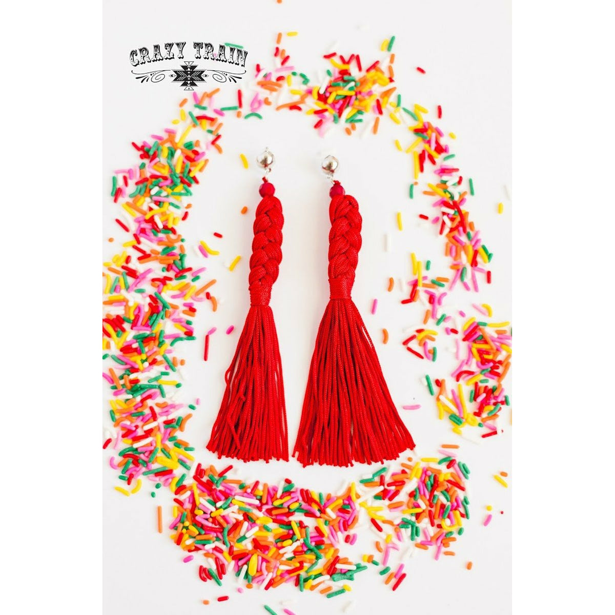 Crazy Train Red Plot Twist Earrings