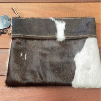 EVERYDAY COWHIDE ZIP CLUTCH BAG
